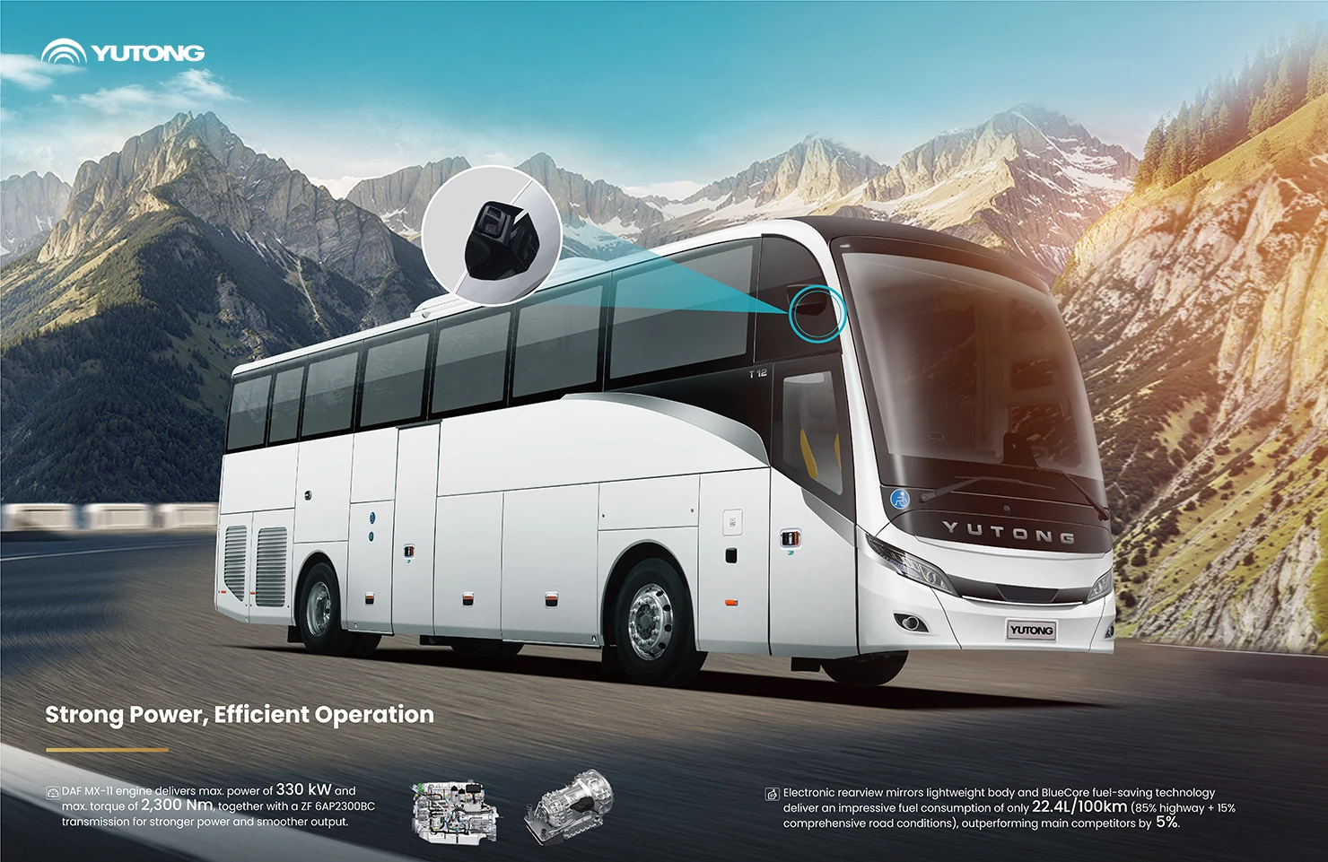 Yutong left-hand drive diesel coach T12 debuts:&nbsp;superior reliability for premium travel